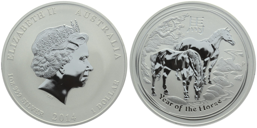 Australien 1 Dollar 2014 Horse - 1 Unze Feinsilber